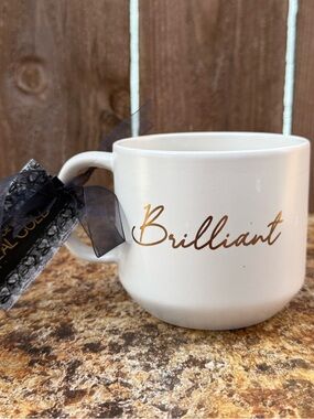 Rachel Zoe Brilliant White Ceramic Mug With Gold Script